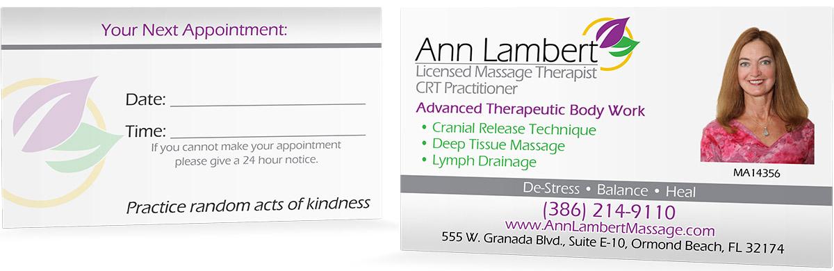 Massage Therapist Business Card Design